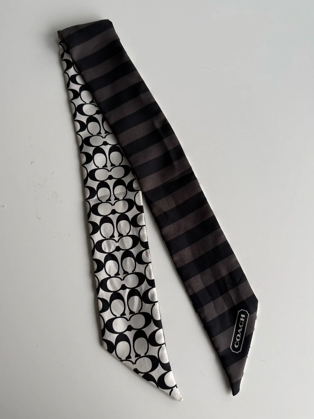 Coach Reversible Signature C Skinny Scarf Headband Bag Scarf